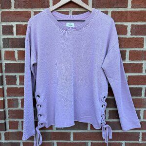 AEO Sweatshirt Medium Purple Side Laced Ties Crewneck Comfy